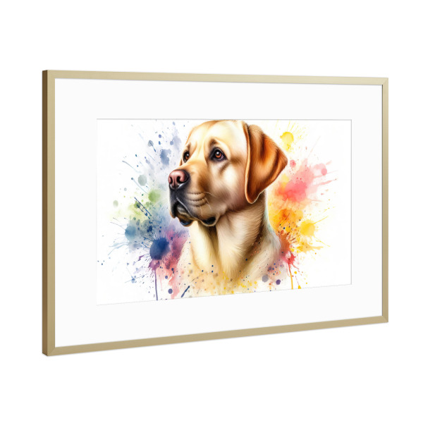 Poster mit Rahmen Gold "Labrador Retriever Hund" artboxONE - Tiere,Abstrakt