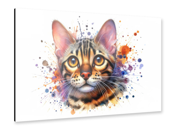 Alu-Dibond "Bengalische Katze in Aquarell b" 30x20 cm artboxONE
