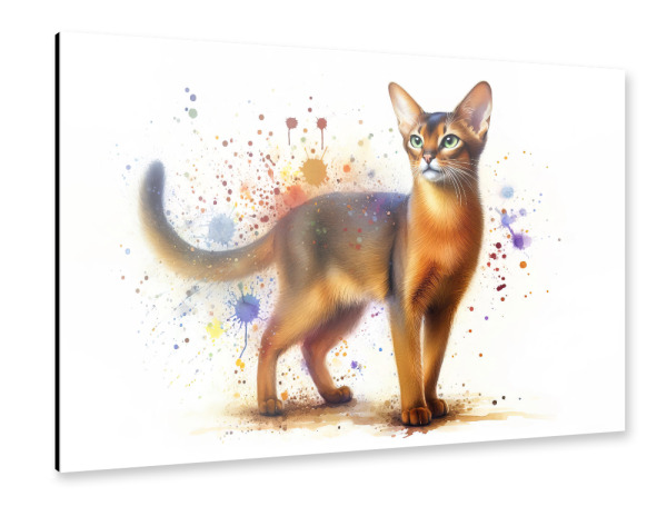 Alu-Dibond "Abessinische Katze in Aquarell" 75x50 cm artboxONE