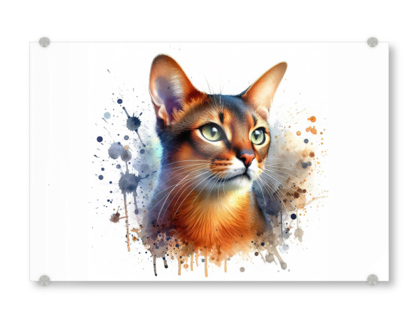 Acrylglasbild "Abessinische Katze in Aquarell b" artboxONE - Tiere,Abstrakt