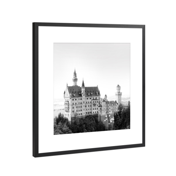 Poster mit Rahmen Schwarz (Metallic) "Das ist das Schloss Neuschwanstein" artboxONE - Reise,Schwarzweiß,Architektur,Reise / Länder