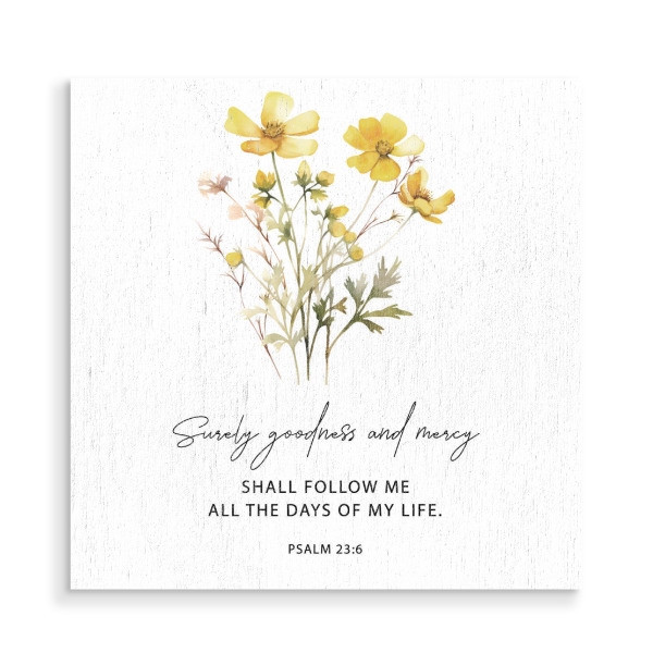 Holzbild "Goodness and Mercy Bloom" artboxONE - Typografie,Floral,Liebe