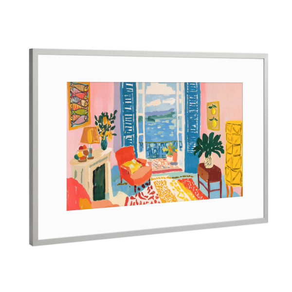 Poster mit Rahmen Silber "Mediterrane Balkon Idyllie" artboxONE - Natur,Abstrakt,Reise / Strand und Meer