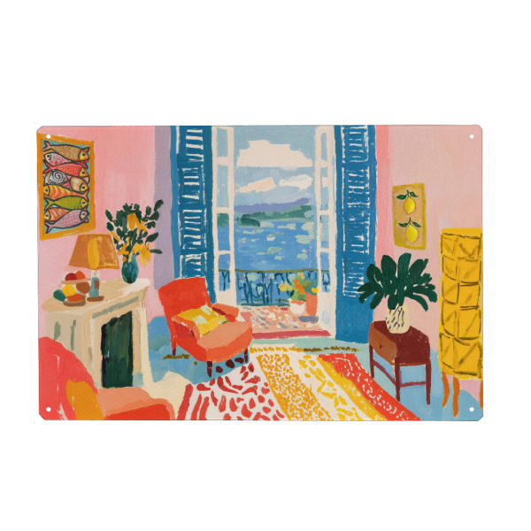 Holzbild "Mediterrane Balkon Idyllie" artboxONE - Natur,Abstrakt,Reise / Strand und Meer