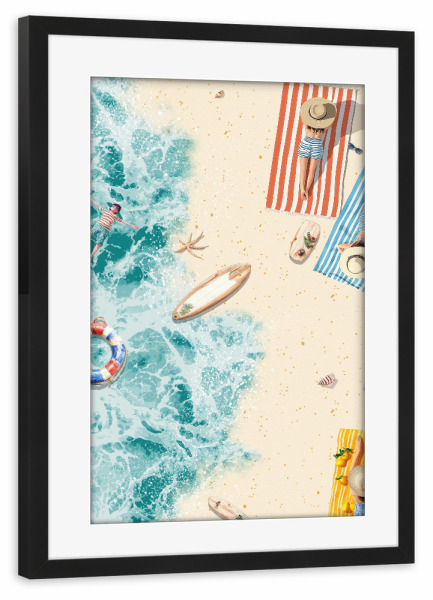 Poster mit Rahmen schwarz "Strandag" artboxONE - Natur,Reise,Reise / Strand und Meer - Strand,Frisch,Natur,Sommer,Meer,Surfen