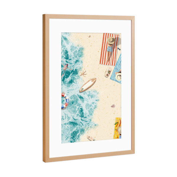 Poster mit Rahmen Kupfer "Strandag" artboxONE - Natur,Reise,Reise / Strand und Meer - Strand,Frisch,Natur,Sommer,Meer,Surfen