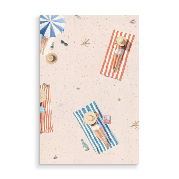 Holzbild "Entspannenday" artboxONE - Natur,Menschen - Entspannen sie sich,Meer,Strand,Ruhe,Illustration,Sommer