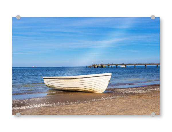 Acrylglasbild "Fischerboot mit Seebrücke" artboxONE - Natur,Reise,Architektur,Reise / Strand und Meer