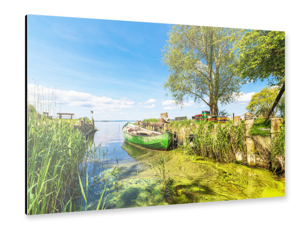 Alu-Dibond "Grünes Fischerboot" 75x50 cm artboxONE