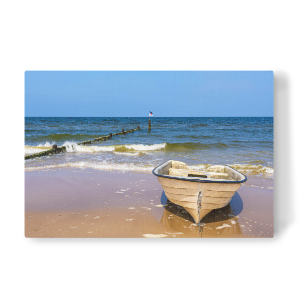 Leinwandbild "Fischerboot und Buhne am Strand" artboxONE - Natur,Reise