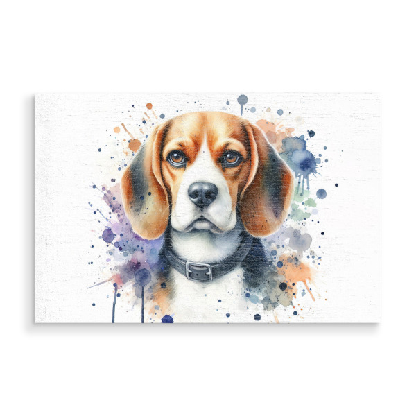 Holzbild "Beagle Dog c" artboxONE - Für Kinder,Tiere,Abstrakt - Beagle,Welpe,Hund,Aquarell,Porträt,Tier,Haustier,Kunst,Süß,Malerei