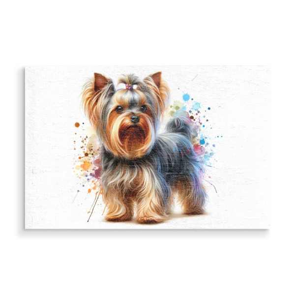 Holzbild "Yorkshire Terrier Hund" artboxONE - Tiere,Abstrakt - Yorkshire terrier,Welpe,Hund,Aquarell,Porträt,Tier,Haustier,Kunst,Süß,Malerei