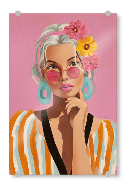 Acrylglasbild "Sommerliche Modeikone" artboxONE - Floral,Menschen,Fashion