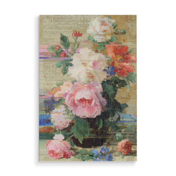 Holzbild "Blumige Glitch Dynamik" artboxONE - Floral,Abstrakt,Geometrie