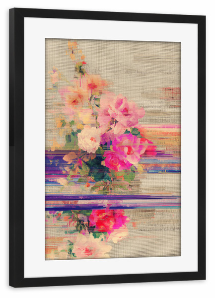 Poster mit Rahmen schwarz "Botanische Streifenpracht" artboxONE - Floral,Abstrakt,Geometrie