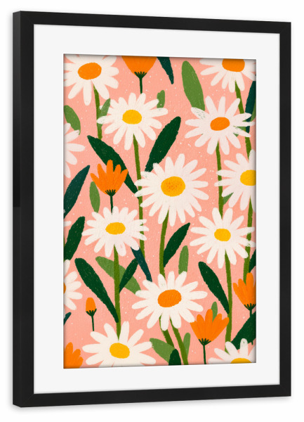 Poster mit Rahmen schwarz "Sommerspaß mit Margeriten" artboxONE - Natur,Floral