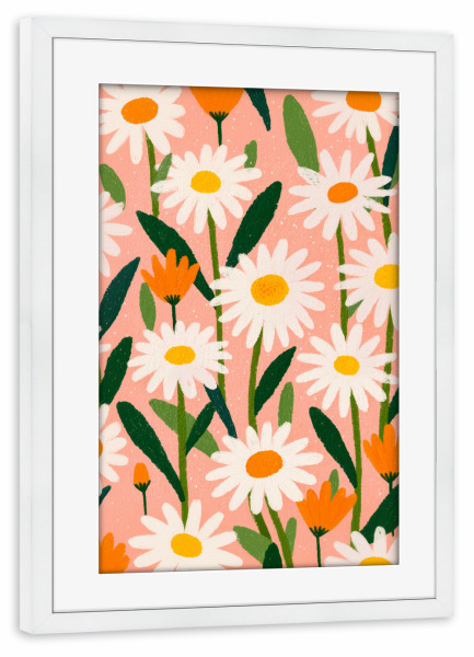 Poster mit Rahmen weiß "Sommerspaß mit Margeriten" artboxONE - Natur,Floral