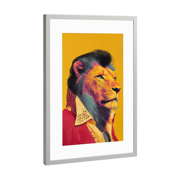 Poster mit Rahmen Silber "Popart Löwenlook" artboxONE - Tiere,Comic,Musik