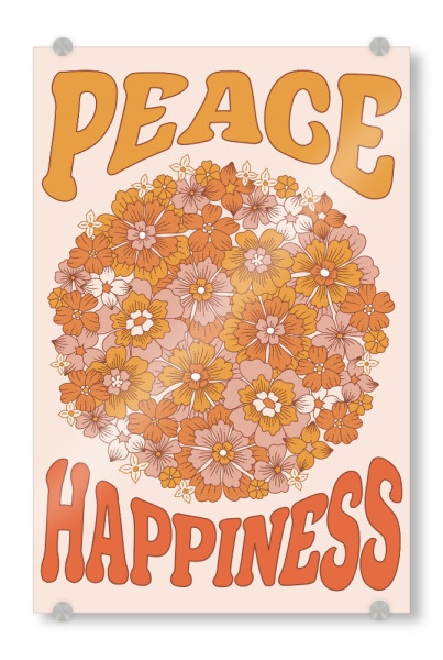 Acrylglasbild "Peace and Happiness Bloom" artboxONE - Typografie,Abstrakt