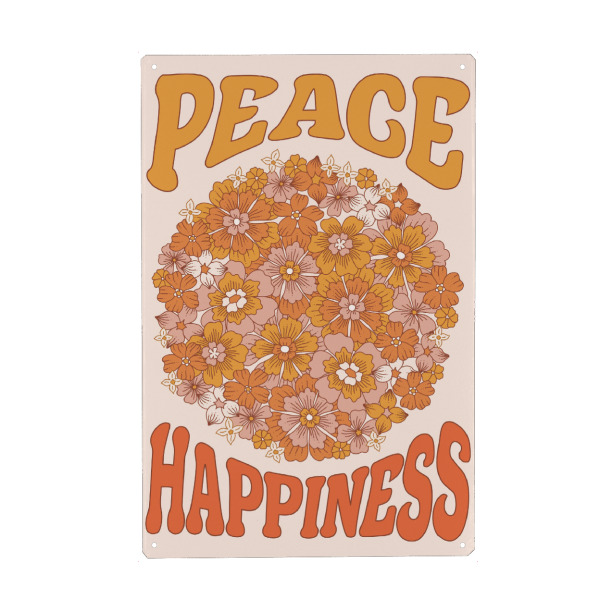 Holzbild "Peace and Happiness Bloom" artboxONE - Typografie,Abstrakt