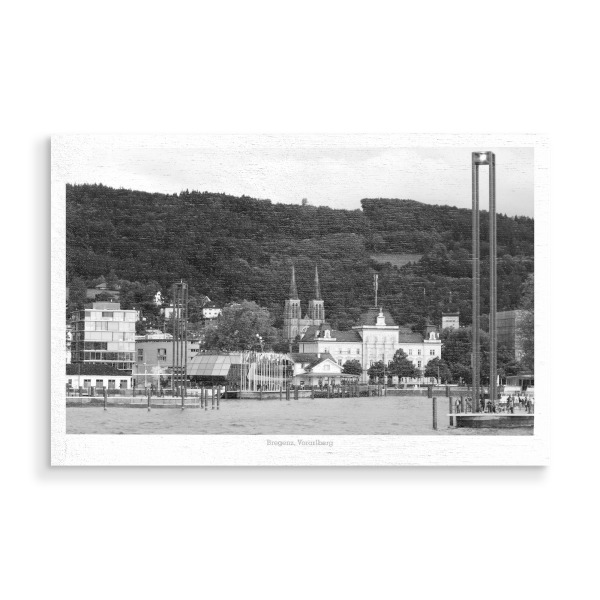Holzbild "Bregenz am Bodensee" artboxONE - Städte,Reise,Schwarzweiß,Reise / Strand und Meer,Reise / Länder