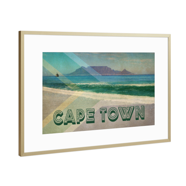 Poster mit Rahmen Gold "Cape Town with Table Mountain" artboxONE - Städte,Reise,Reise / Strand und Meer,Reise / Länder