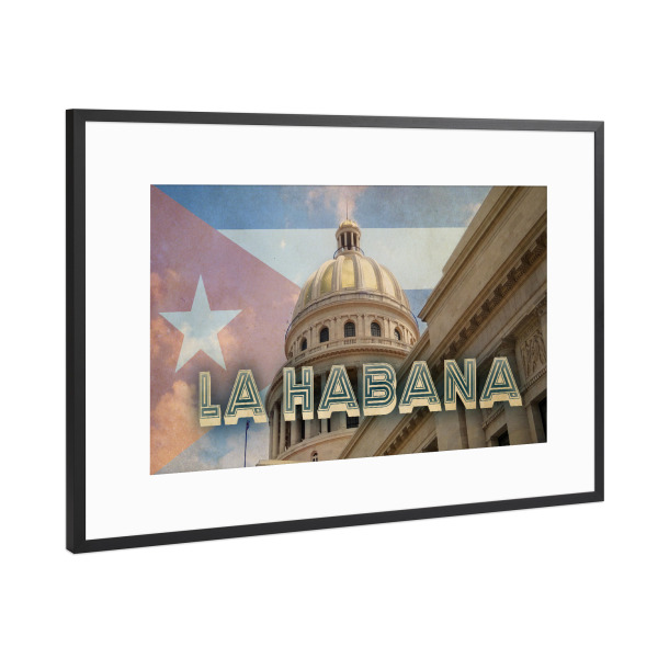 Poster mit Rahmen Schwarz (Metallic) "Havana El Capitolio" artboxONE - Städte,Reise,Architektur,Reise / Länder