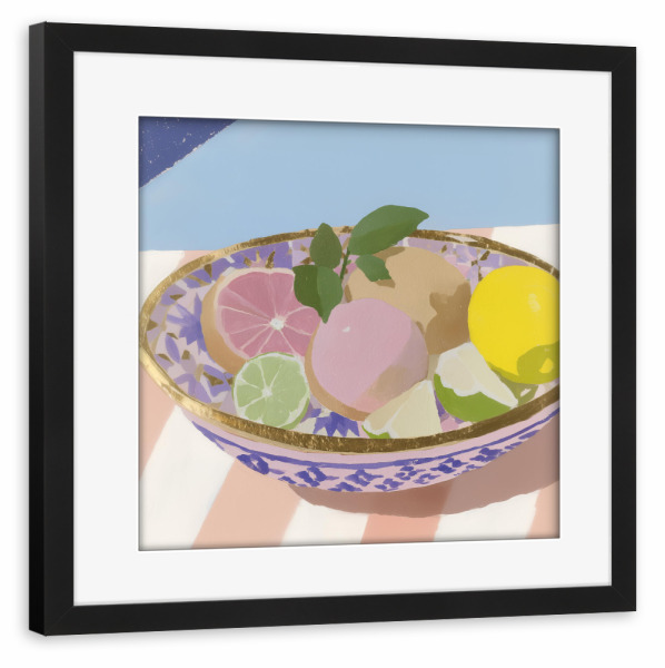 Poster mit Rahmen schwarz "Sommerliche Zitrus Schale" artboxONE - Natur,Floral,Essen & Trinken / Obst & Gemüse