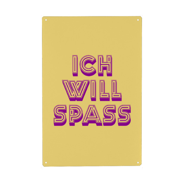 Holzbild "Ich will Spass Popart" artboxONE - Typografie,Lustig