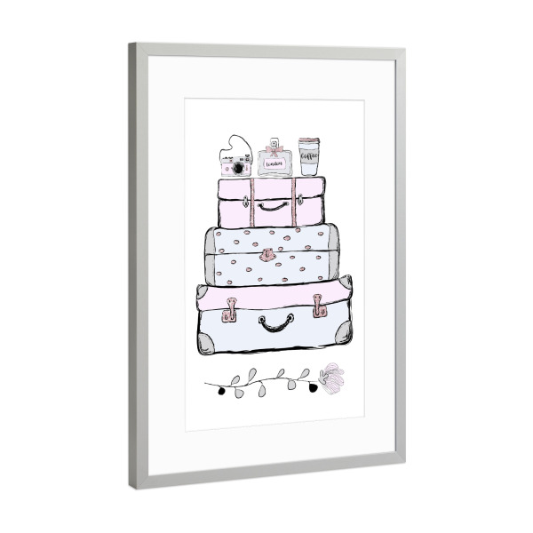 Poster mit Rahmen Silber "Parisian Travel Stack" artboxONE - Reise