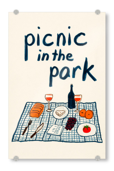 Acrylglasbild "Picknick im Park" artboxONE - Typografie,Natur,Essen & Trinken / Obst & Gemüse