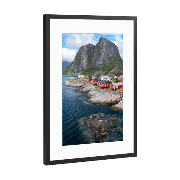 Poster mit Rahmen Schwarz (Metallic) "Lofoteninseln in Norwegen" artboxONE - Natur,Reise