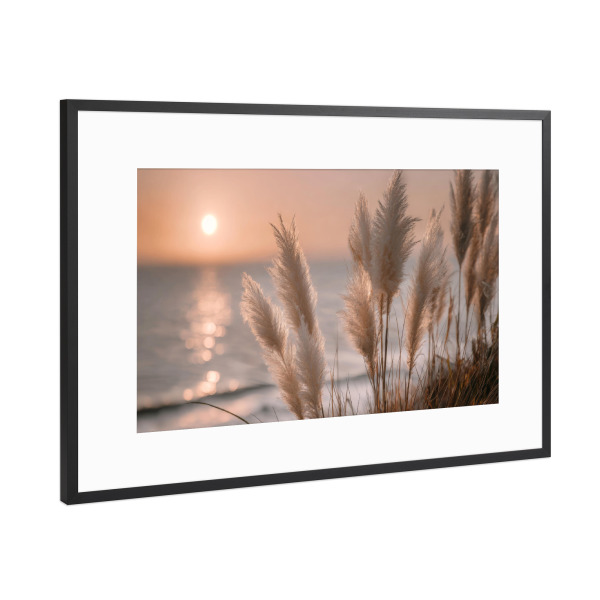 Poster mit Rahmen Schwarz (Metallic) "Küstenträume im Abendwind" artboxONE - Natur,Reise / Strand und Meer