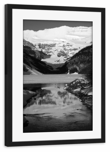 Poster mit Rahmen schwarz "LAKE LOUISE GLACIER" artboxONE - Natur,Reise,Schwarzweiß,Reise / Länder