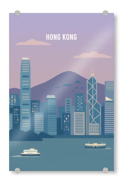 Acrylglasbild "Hong Kong Minimal City" artboxONE - Städte,Reise,Architektur,Reise / Asien,Reise / Länder