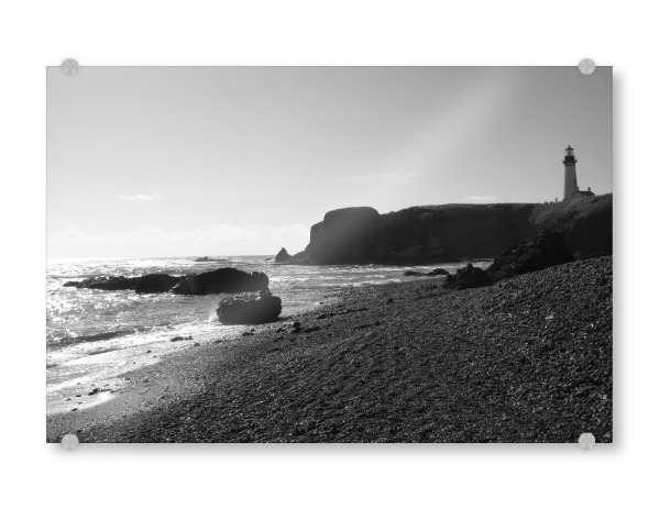 Acrylglasbild "Lighthouse @ Coast Black/White" artboxONE - Natur,Reise,Schwarzweiß,Reise / Strand und Meer,Reise / Länder
