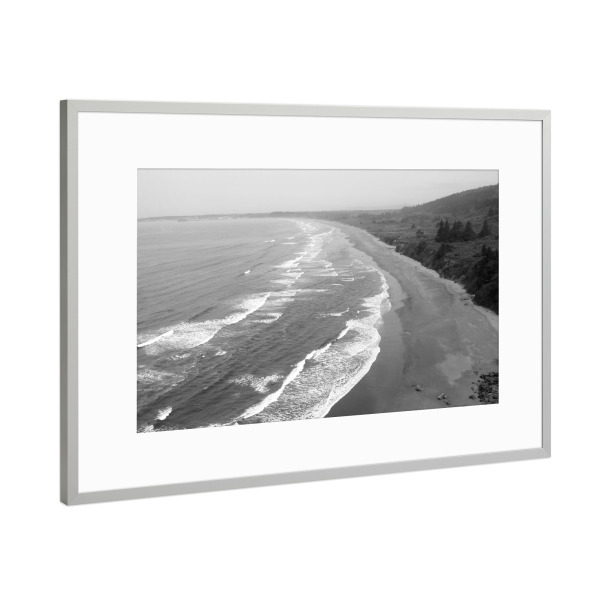 Poster mit Rahmen Silber "Luffenholtz Beach at California" artboxONE - Natur,Reise,Schwarzweiß,Reise / Strand und Meer,Reise / Länder