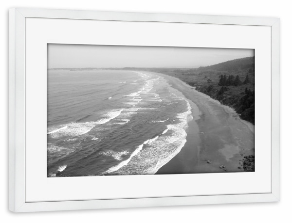 Poster mit Rahmen weiß "Luffenholtz Beach at California" artboxONE - Natur,Reise,Schwarzweiß,Reise / Strand und Meer,Reise / Länder