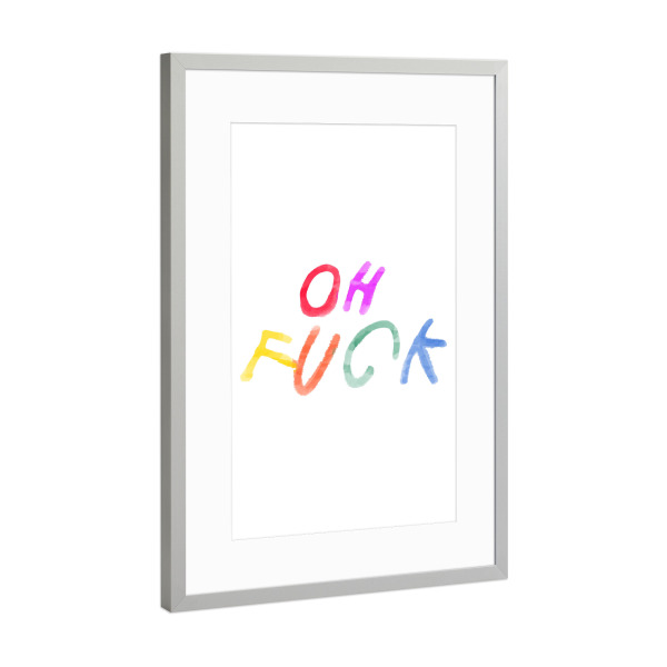 Poster mit Rahmen Silber "Oh verdammt - rohe Reaktion" artboxONE - Typografie,Comic,Liebe
