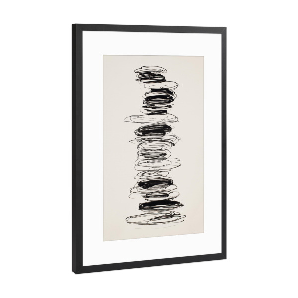 Poster mit Rahmen Schwarz (Metallic) "Black Swirl" artboxONE - Abstrakt - Abstrakt,Spirale,Dekorativ,Einfachheit,Minimalistisch,Struktur