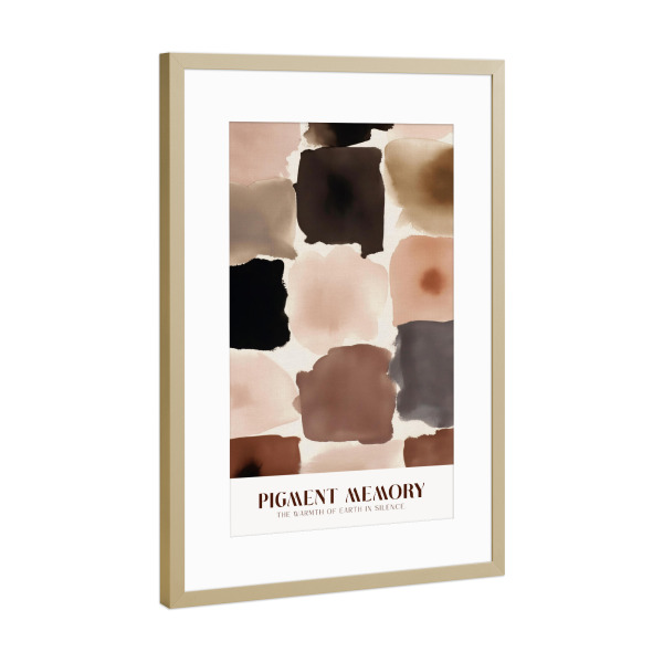 Poster mit Rahmen Gold "Pigment Memory" artboxONE - Abstrakt - Pastell,Pastellfarben,Erde,Natur,Text,Quote,Modern,Schlicht