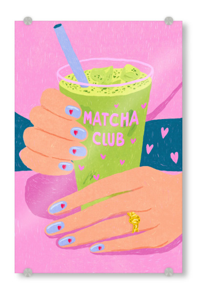 Acrylglasbild "Matcha Club Vibes" artboxONE - Typografie,Liebe,Essen & Trinken / Obst & Gemüse