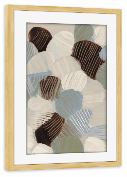 Poster mit Rahmen kiefer "Fossil Leafs" artboxONE - Abstrakt - Abstrakt,Maritim,Muschel,Strutur,Dekorativ,Pastell,Helle farben,Struktur