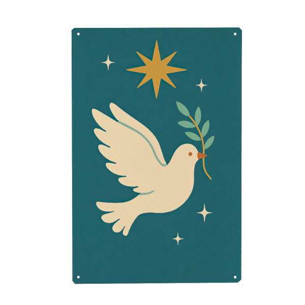 Holzbild "Dove Of Peace" artboxONE - Für Kinder,Tiere,Für Mama - Taube,Frieden,Illustration,Tiere,Vogel,Kinderzimmer,Treechild