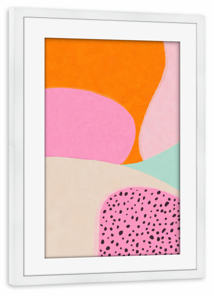 Poster mit Rahmen weiß "Spielerische Sommer Punkte" artboxONE - Natur,Abstrakt,Geometrie