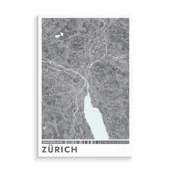 Holzbild "Zürich Color Map" artboxONE - Städte / Zürich,Kartografie