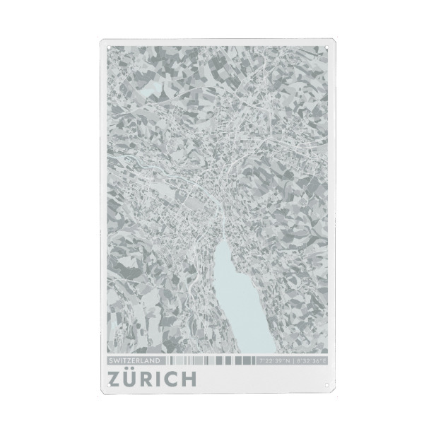 Holzbild "Zürich City Color Map" artboxONE - Städte / Zürich,Kartografie