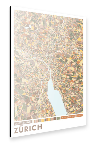 Alu-Dibond "Zürich City Colormap" 75x50 cm artboxONE