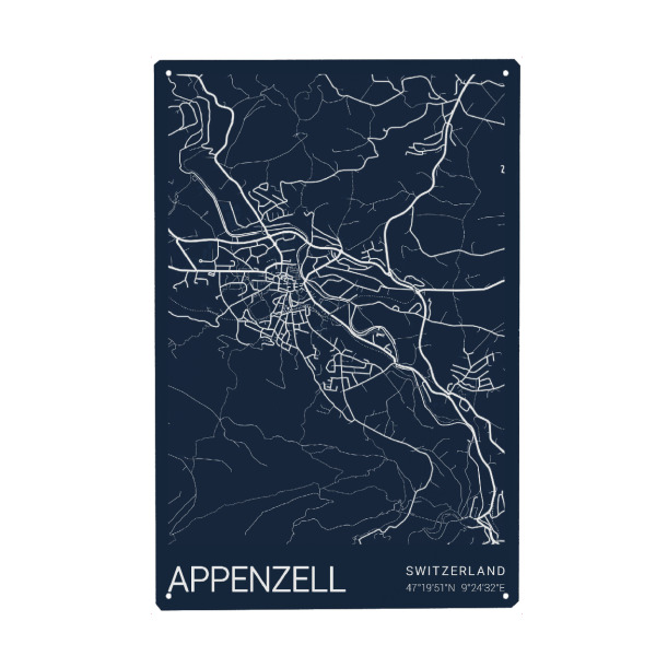 Metall Poster "Appenzell Stadt Map" artboxONE - Städte / Weitere,Kartografie