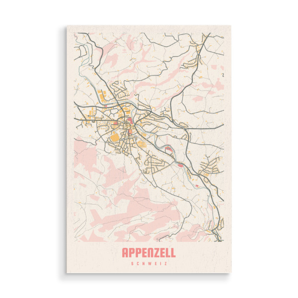 Holzbild "Appenzell Wandbild" artboxONE - Städte / Weitere,Kartografie